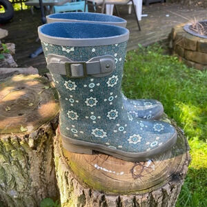 Chooka Eastlake Isa Mid Rain Boot Wellie Mandala Print Gray Womens 6